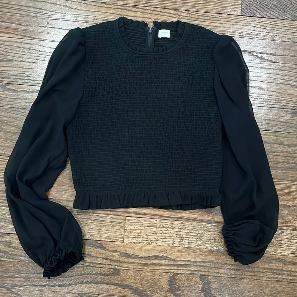 Black long sleeve sheer top